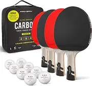 PRO SPIN Ping Pong Paddle with Carbon Fiber | 7-Ply Blade, Offensive Rubber, 2.0mm Sponge, Premium Rubber Protector Case | Improve Your Game with The Elite Series Carbon Table Tennis Racket