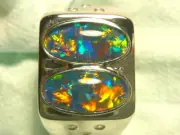 Mens Opal Ring SS (925) Natural Opal Triplet 2 x 12x6mm Oval . item 150367.