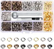 Meikeer Metal Grommets Kit 3/16 inch 400Pcs Metal Eyelets Kits Shoe Eyelets Grommet Sets for Shoes Clothes Crafts Bag DIY Project with Storage Box (4 Colors)