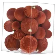 Flocked Ornaments for Christmas Tree Decorations - 35pcs Light Brown Velvet Tan
