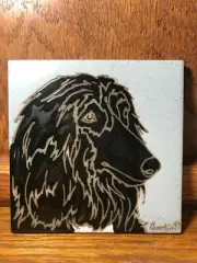 Afghan Dog, Black - Painted tile by Pumpkin Tile - D2K - 6 x 6" - Choose color