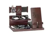 ProCase Gifts for Dad, Wood Phone Docking Station for Men, Dad Gifts From Daughter Son, Mens Nightstand Organizer, Anniversary Birthday Gifts for Dad Father Husband Him -Espresso Engraved Word