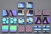 1/2" x 1/2 EARRING SETS BLACK COATINGS BY SANDBERG PATTERN DICHROIC GLASS 90 COE