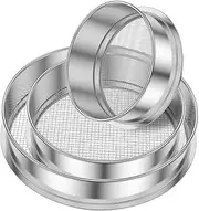 FwQoFvk 3 Sizes Soil Sieve, Practical Garden Sifter Set, Stainless Steel Garden Sieve, Stackable Soil Sifter Set, Compact Rock Sifter, Garden Potting Soil Sifter for Gardening