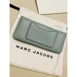 全新💙MARC JACOBS 灰藍色 口袋款 經典 荔枝紋 小牛皮長夾