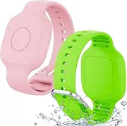 SkyArmor Waterproof Silicone Bracelet for Tile Mate 2024/2022, Hidden GPS Tracker Holder for Kids, Teens & Elderly, Adjustable Anti-Lost Wristband, Durable, Lightweight, Comfortable Fit – Pink/Green