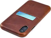 Dockem iPhone XR Virtuosa M1 Wallet Case: Built-in Metal Plate for Magnetic Mounting with Top Grain Genuine Leather: M-Series [Brown]