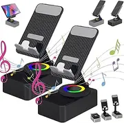 Induction Bracket Speaker, Induction Bluetooth Speaker, Bluetooth Audio Power Bank Bracket, Wireless Induction Bluetooth Speaker, 3 in 1 Foldable Cell Phone Stand for in & Outdoor (Black*2)