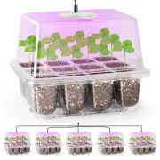 5 Packs Seed Starter Tray with Grow Light, Elevated Seedling Starter Trays Ki...