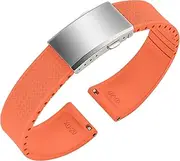 [ULLCHRO] FKM Rubber Watch Strap, Cut to Size Quick Release Fluororubber Watch Bands Soft Replacement Watchband with Silver Milled Clasp for Men Women 20mm 22mm