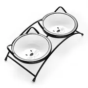 Cat Bowl, Raised Tilted Cat Food Bowls, Elevated Cat Bowls Anti Vomiting, Ceramic Pet Food Bowl for Flat-Faced Cats, Small Dogs, Protect Pet's Spine, Prevents Whisker Fatigue, Dishwasher Safe