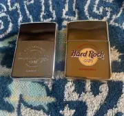 Zippo oil lighter USA 1998 Hard Rock Cafe zipp lighter UK set of 2 capitals