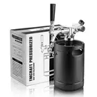 64oz Growler Tap System, Pressurized Stainless Steel Mini Keg with Cooler Jac...