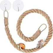 1Pcs Hermit Crab Climbing Jute Rope Ladder with Hooks - 21.6" Reptile Tank Terrarium Accessories for Lizards, Geckos, Snakes - Durable Habitat Decor