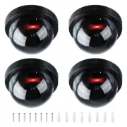 4 Pcs Fake Security Camera Dummy Dome Cameras with Red Light & Screw, Black