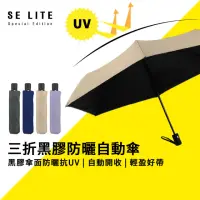 在飛比找momo購物網優惠-【SE Lite】三折黑膠防曬自動傘_多色(自動傘 晴雨傘 