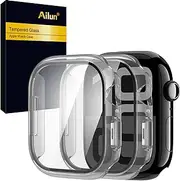 Ailun for Apple Watch Series 10 Screen Protector Case [46mm], Ultra-Thin Hard PC Case Built in Tempered Glass for iWatch, Shockproof Cover with Button [2 Pack][Clear]