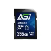 AGI SD Card 256GB V60 Extreme SDXC UHS-II U3 ​​(Read/Write Speed ​​300/200MBs) S