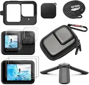 Mini Bag Compatible with GoPro Hero 13 Black - Accessories Kit, Silicone Protective Case, Tempered Glass Screen Film, Mini Tripod