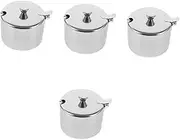CHILDWEET 4pcs Compact Stainless Steel Seasoning Jar Kitchen Storage Container Condiment Jar Includes Spoon for Easy Use
