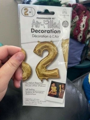 Anagram Number "2" Gold Minishape 16" Foil Balloon New!