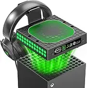Kosker Xbx Series X Cooling Stand with Auto Cooling Fan, Xbx Series X Fan with 9 RGB Light, 5 Adjustable Xbx Series X Fan Cooling System, Xbx Series X Accessories, USB Charging Port, Headset Hook