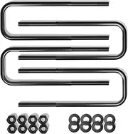 BST BSSP 4PCS Square U-Bolts 2.5" Wide Leaf Springs 8.75" Long Replacement for 1988-2019 Chevy Silverado GMC Sierra 1500, with Hardware, Zinc Coated Finish