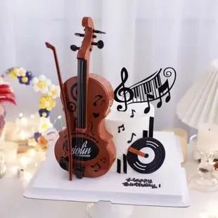 小提琴蛋糕裝飾擺件琵琶樂器音樂盒網紅創意生日烘焙裝扮配件插件