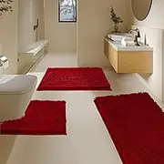 BOANKODU Bathroom Rugs Sets 3 Piece, Super Soft Absorbent Bath mat Set,with U-Shaped Toilet Rug,Strong PVC Underside Bathroom Rug,Antiskid Bath mats Washable Toilet mat, Burgundy