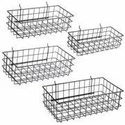 PEGBOARD BASKETS Wire Shelf Basket Organizer Storage 4 Pcs Black RIGHT ARRANGE
