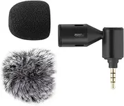 RAYWE Mini Plug-in Smartphone Microphone Mobile Phone Mic Cardioid Pickup 3.5mm TRRS Plug 90° Angle Adjustable with 2pcs Windscreen for Smartphone Live Streaming Vlog Online Singing
