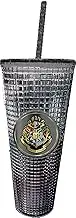 Spoontiques - Harry Potter Diamond Tumbler - Textured Cup with Straw - Double Wall Insulated and BPA Free - 20 oz - Hogwarts