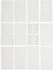 12pcs Lower Eyelash Stickers 6D False Eyelash Thermal Transfer Stickers for Makeup Beginners