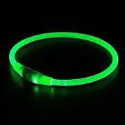 BSeen LED Dog Collar, USB Rechargeable, Glowing Pet Dog Collar for Night Safety, Fashion Light UP Collar for Small Medium Large Dog (Neon Green)