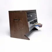 6U Studio Rack Dark Walnut with handles