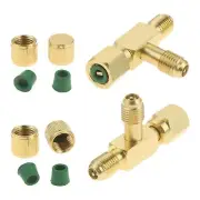 2x Quick Coupler Access Tee 1/4 Inch Valves Core Tee Adapter w/ Swivel Connector