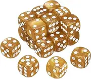 uxcell 20Pcs 6 Sided Colored Standard Dice, Acrylic D6 Mini Polyhedral Pearl Pattern Game Dice Set for Table Games or Math Learning, Orange/White Point