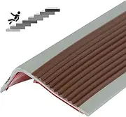 Stair Edge Protector Self Adhesive Stair Edge Protector PVC Stair Edge Trim Non-Slip and Waterproof Outdoor Indoor Staircases Wear Resistant Stair Edge Protector Step Edge Trim Strips (Brown+Grey)