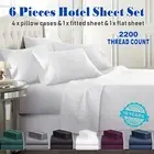 2200TC Soft 6 Pieces Flat Fitted Sheet Set Single/KS/Double/Queen/King Size Bed