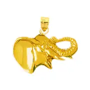 14K Gold Elephant Head with Tusk Pendant