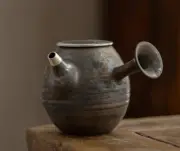 170ml Handmade Japanese Kyusu Teapot Ceramic Pottery Silver Lid Loose Leaf Tea