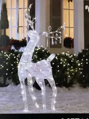 4.7 ft Christmas Glitter REINDEER Twinkling Sparkle White Light Holiday Yard Art