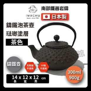 【IWACHU 岩鑄】0.35L 3型鑄鐵壺｜急須平アラレ｜黑色｜茶色｜附濾網(日本南部鐵器)