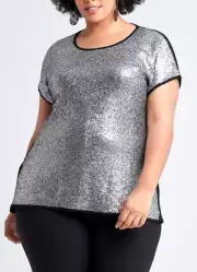 TS TAKING SHAPE plus size M / 20 Starbright Top black/pewter stretch NWT rrp$120