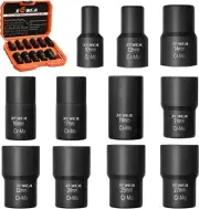 CNC Machined 1/2-Inch Drive Lug Nut Remover Set - 12 Piece Extractor Kit