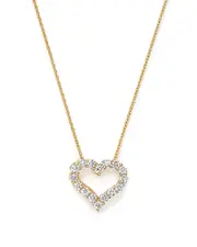 Diamond Heart Pendant Necklace in 14K Yellow Gold, .25 ct. t. w.
