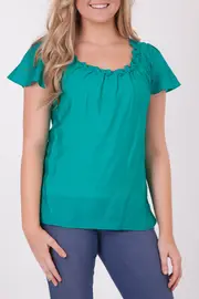 Flutter Sleeve Smocked Top--MAR-13S445201M
