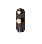 INS Roul Matt Black & Rose Gold Round Wall Diverter Mixer
