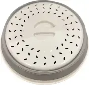 Microwave White Food Cover Splatter Proof Vented Collapsible With Easy Grip Hand