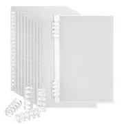 12 Pack A5 22 Mil Plastic Notebook Binder Covers with Binding Comb, Clear White